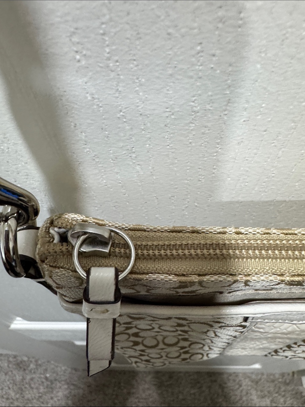 Coach Signature File Crossbody Bag Khaki White Snake Embossed Trim - Picture 6 of 11